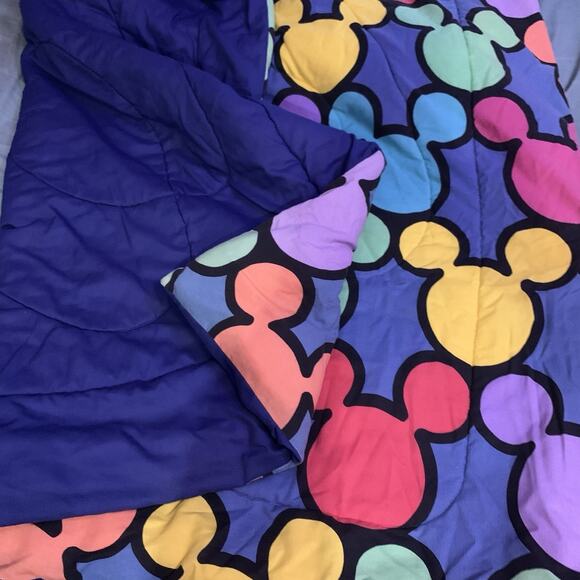 Disney Mickey Heads Ears Twin Comforter Blanket Blue 60"x80" Vintage - Picture 6 of 10